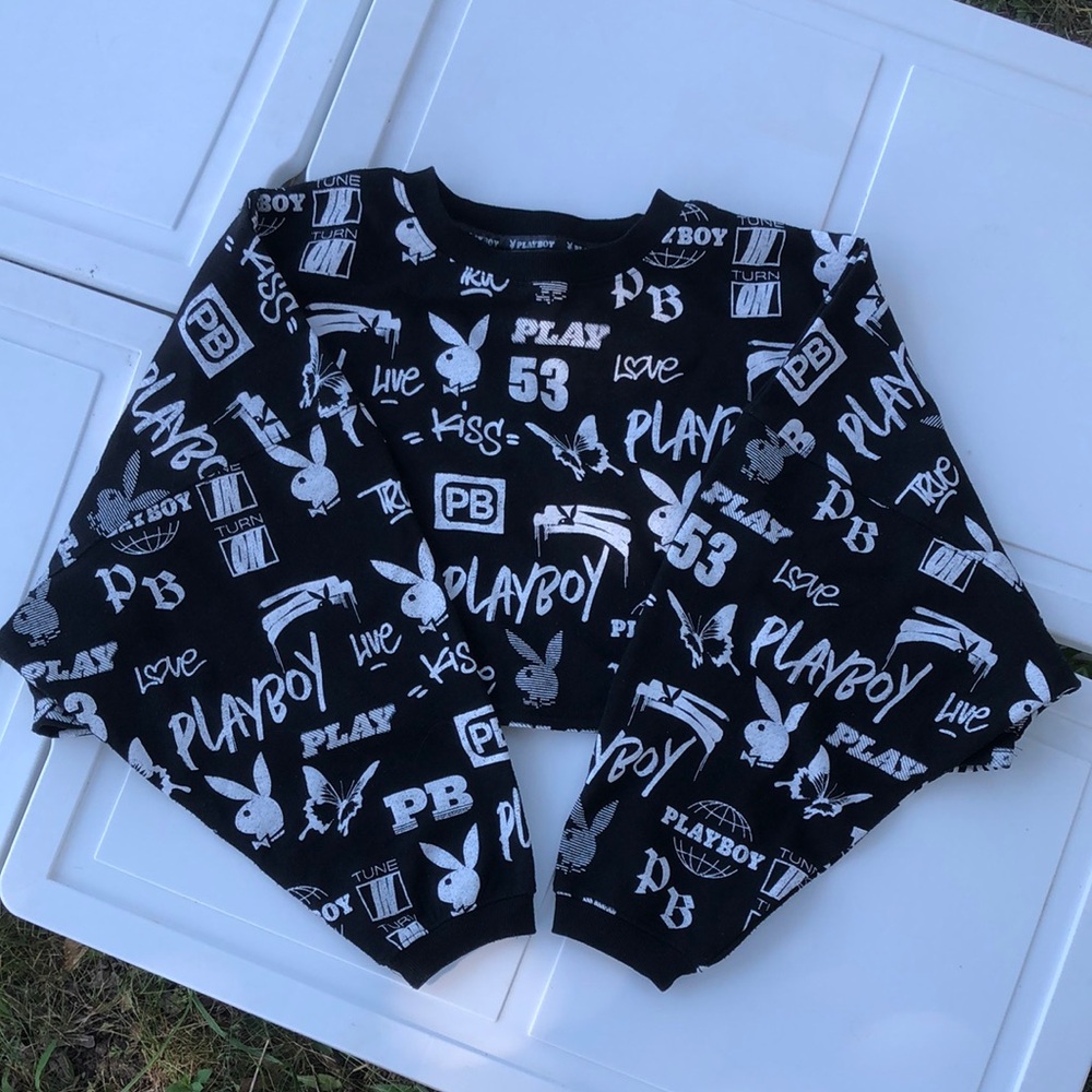 PLAYBOY Black and White Logo Sweatshirt